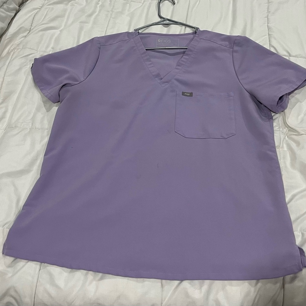 Figs Lavender V-Neck Scrub Top